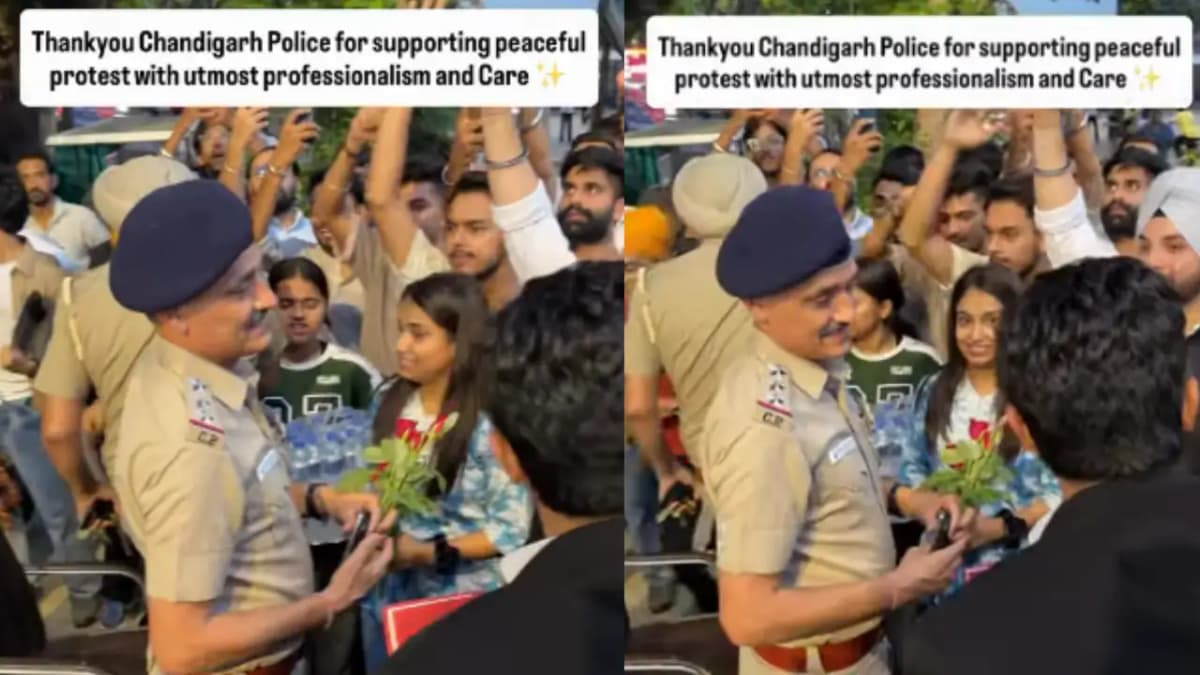 Chandigarh Protesters Show Appreciation to Police with Roses