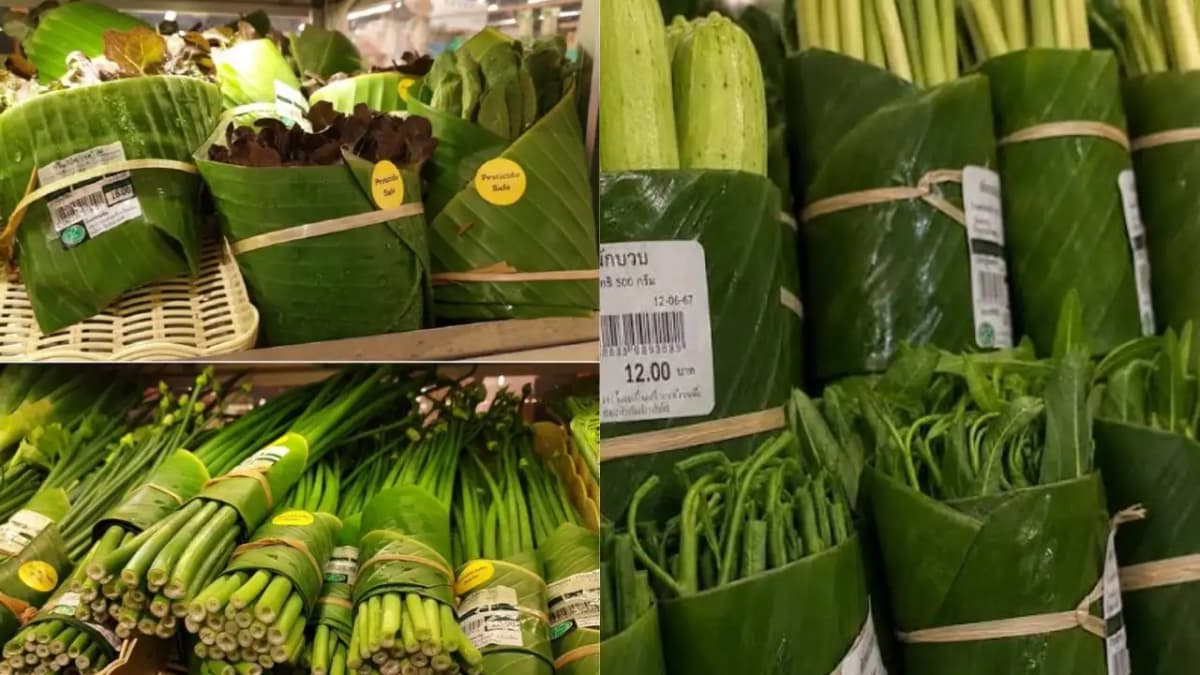 Thai Supermarket's Eco-Friendly Banana Leaf Packaging Gains Popularity