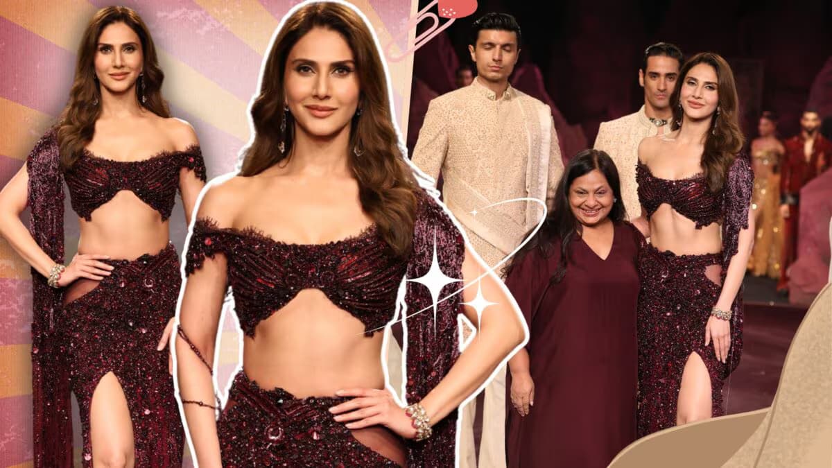 Vaani Kapoor Dazzles in Wine-Hued Ensemble at Couture Week