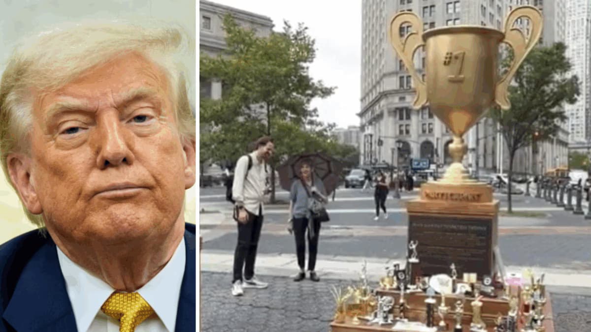 Giant Trophy Mocking Trump Sparks Debate in New York City