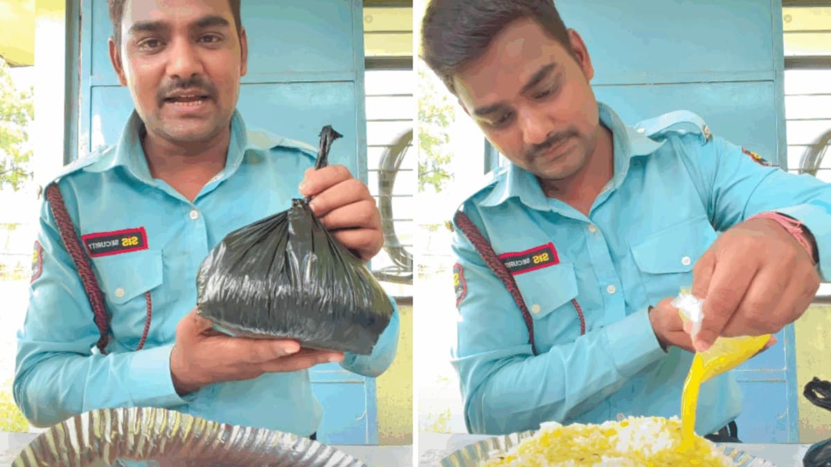 Security Guard Showcases Affordable Company Meal for Just Rs 10