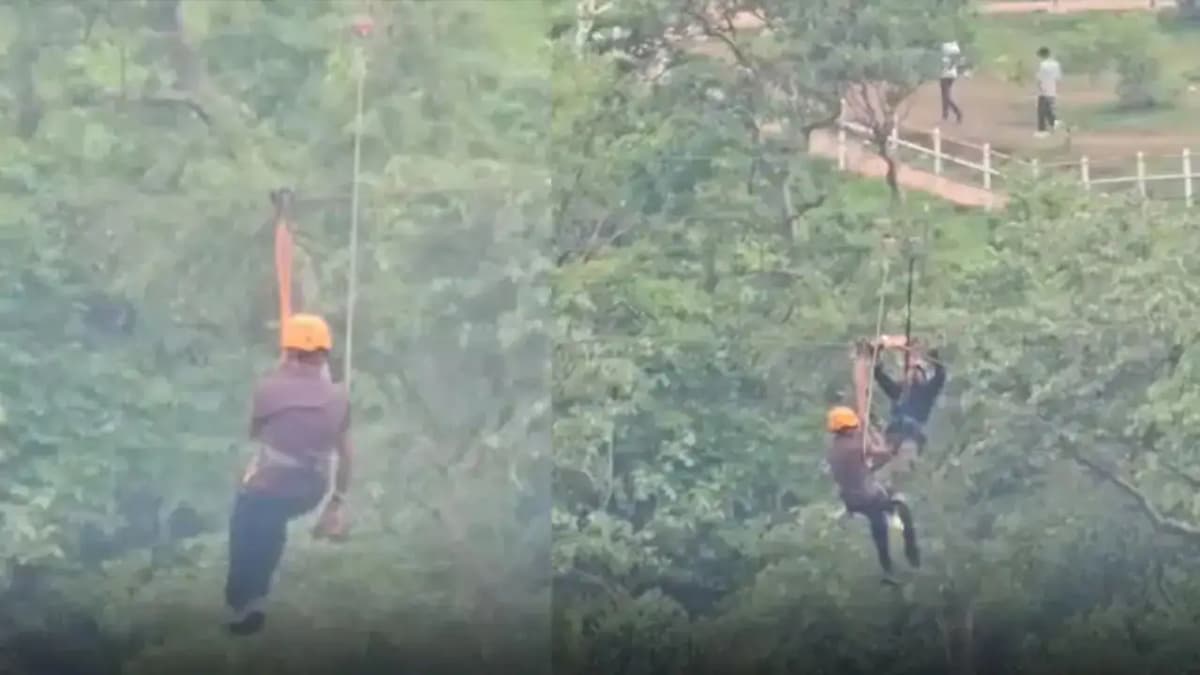 Tourist Rescued After Zip Line Malfunction at Maharashtra's Toranmal